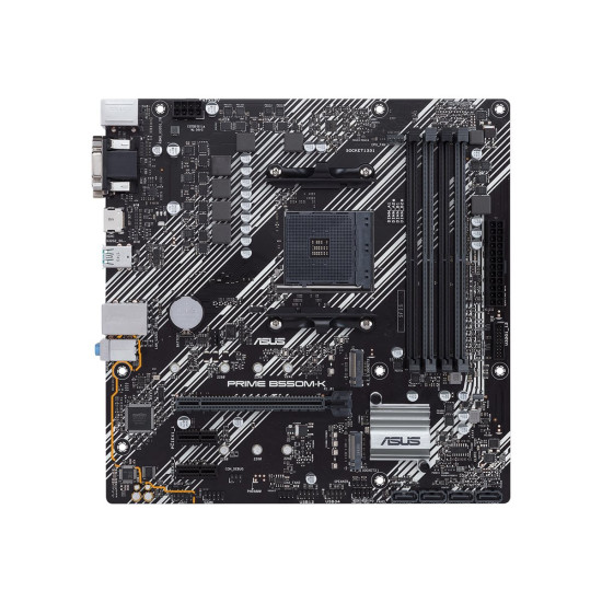 Дънна платка ASUS PRIME B550M-K mATX MB dual M.2 PCIe 4.0 1Gb Ethernet HDMI/D-Sub/DVI SATA 6Gbps USB3.2 Gen 2 Type-A Дънна платка ASUS PRIME B550M-K mATX MB dual M.2 PCIe 4.0 1Gb Ethernet HDMI/D-Sub/DVI SATA 6Gbps USB3.2 Gen 2 Type-A