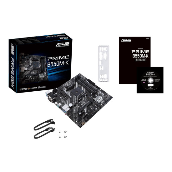 Дънна платка ASUS PRIME B550M-K mATX MB dual M.2 PCIe 4.0 1Gb Ethernet HDMI/D-Sub/DVI SATA 6Gbps USB3.2 Gen 2 Type-A