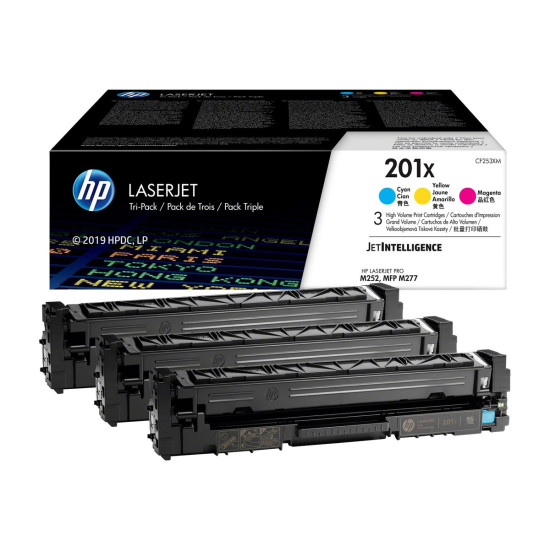 Тонер касета HP 201X oiginal LaserJet Toner cartridge CF253XM Cyan/Magenta/Yellow High Yield 3-pack