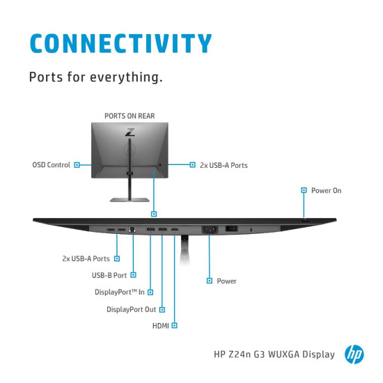 Монитор HP Z-Display Z24n G3 24 inch IPS WUXGA 1920x1200 16:10 1000:1 350cd/m2 5ms DP 1.2 HDMI 1.4 4xUSB-A 3.2