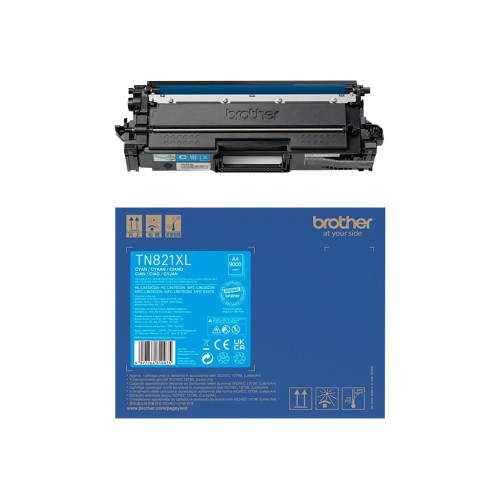 Тонер касета BROTHER TN-821XLC Super High Yield Cyan Toner Cartridge for EC Prints 9000 pages