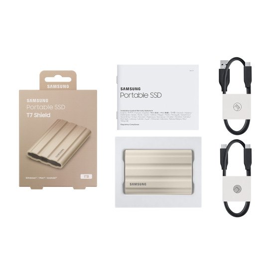 Външен SSD диск SAMSUNG T7 Shield 1TB USB 3.2 Gen 2 IPS 65 Beige