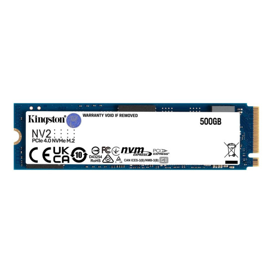 Вътрешен SSD диск KINGSTON 500GB NV2 M.2 2280 PCIe 4.0 NVMe SSD