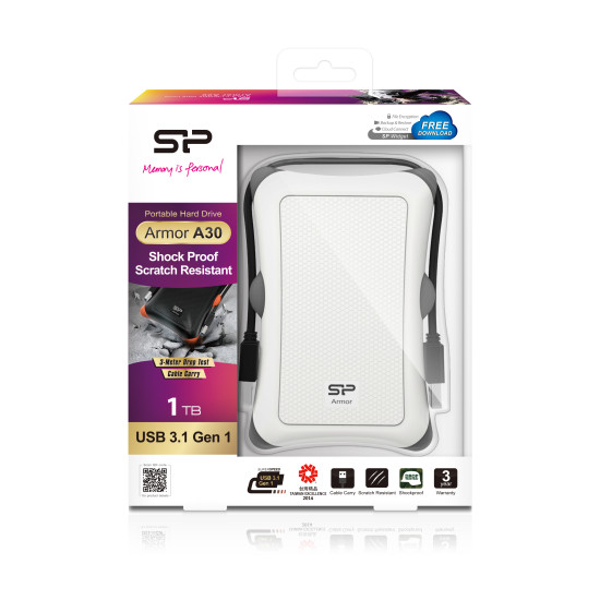 Външен твърд диск SILICON POWER Armor A30 1TB White