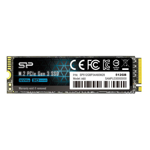 Вътрешен SSD диск SILICON POWER SSD P34A60 512GB M.2 PCIe Gen3 x4 NVMe 2200/1600 MB/s