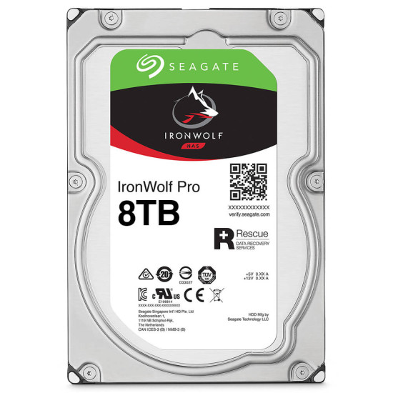 Вътрешен твърд диск SEAGATE Ironwolf PRO Enterprise NAS HDD 8TB 7200rpm 6Gb/s SATA 256MB cache 8.9cm 3.5 inch 24x7 for NAS RAID Rackmount Systeme BLK