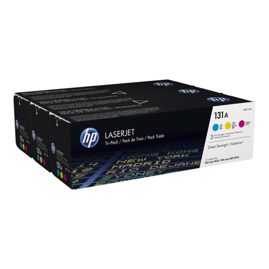 Тонер касета HP 131A original Toner cartridge U0SL1AM cyan magenta yellow standard capacity 3 x 1.800 pages 3-pack