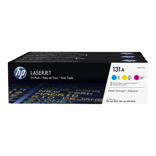 Тонер касета HP 131A original Toner cartridge U0SL1AM cyan magenta yellow standard capacity 3 x 1.800 pages 3-pack