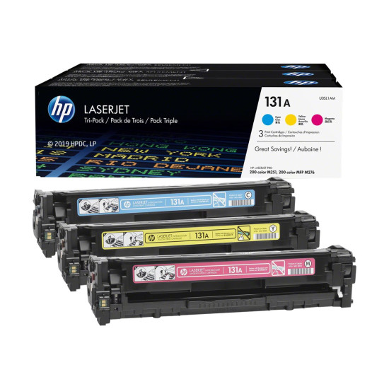 Тонер касета HP 131A original Toner cartridge U0SL1AM cyan magenta yellow standard capacity 3 x 1.800 pages 3-pack