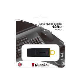 Флаш памет Kingston DataTraveler Exodia, 128GB, USB3.2 Gen1, Black + Yellow