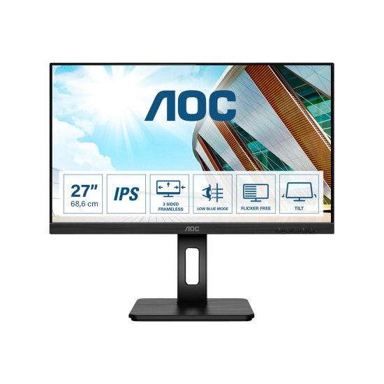 Монитор AOC Q27P2Q 27 inch 2560x1440 QHD IPS 300cd/m2 1000:1 4ms HDMI VGA DisplayPort Speakers