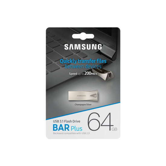 Флаш памет SAMSUNG BAR Plus 64GB USB 3.1 Champagne Silver