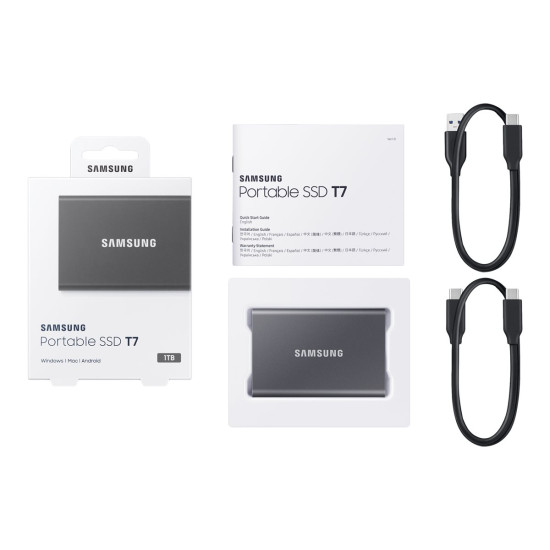 Външен SSD диск SAMSUNG T7 1TB USB 3.2 Gen 2 Titan Grey