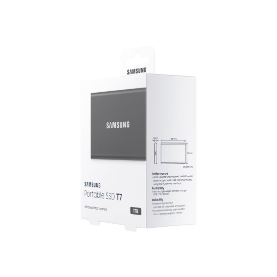 Външен SSD диск SAMSUNG T7 1TB USB 3.2 Gen 2 Titan Grey