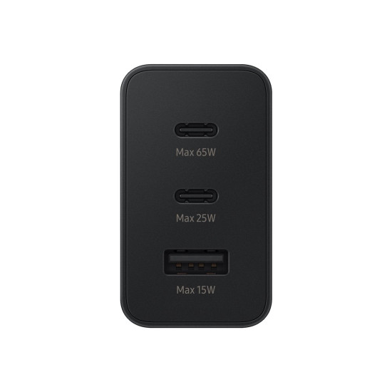 Зарядно SAMSUNG Power Adapter Trio 65W USB-C 25W USB-C 15W USB-A Black