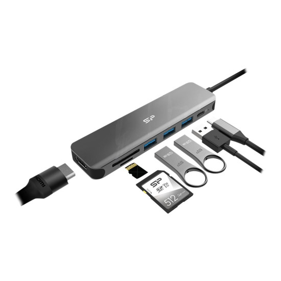 Докинг станция SILICON POWER Boost SU20 Docking station 7in1 USB USB-C HDMI SD card