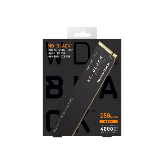 Вътрешен SSD диск WESTERN DIGITAL Black SSD SN770 NVMe 250GB PCIe Gen4 16GT/s M.2 2280