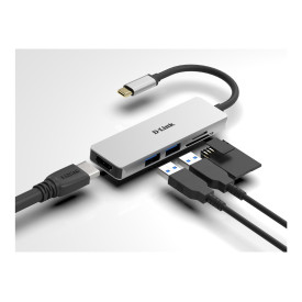 USB хъб D-LINK USB-C 5-port USB 3.0 hub with HDMI and SD and microSD card reader
