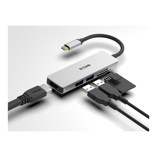 USB хъб D-LINK USB-C 5-port USB 3.0 hub with HDMI and SD and microSD card reader