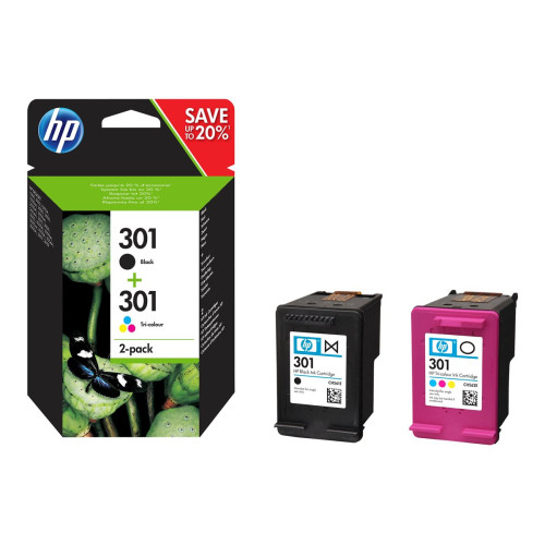 Мастило HP 301 original Ink cartridge N9J72AE Combo 2-Pack Standard Capacity Black and Colour cartridge