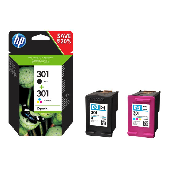 Мастило HP 301 original Ink cartridge N9J72AE Combo 2-Pack Standard Capacity Black and Colour cartridge