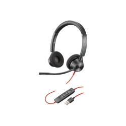 Слушалки HP Poly Blackwire 3325 Blackwire 3300 series headset on-ear wired active noise cancelling 3.5mm jack USB-A black Microsoft Teams