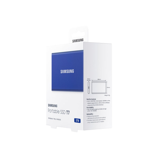 Външен SSD диск SAMSUNG T7 2TB USB 3.2 Gen 2 Indigo Blue