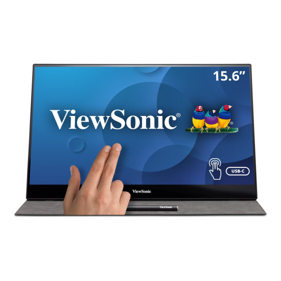 Монитор VIEWSONIC TD1655 Portable Touch Display, 15.6 инча 1920x1080, 10 точки на докосване, mini HDMI, 2xUSB-C