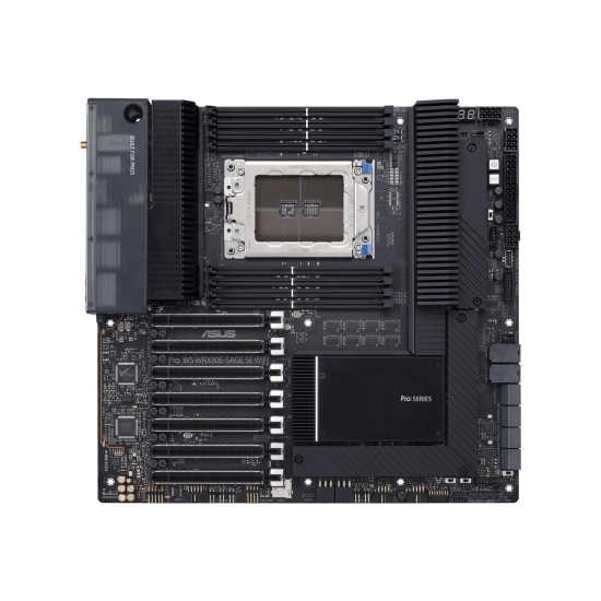 Дънна платка ASUS Pro WS WRX80E-SAGE SE WIFI E-ATX 8xDDR4 7xPCIe 4.0/3.0 x16 3xM.2 12xSATA 6 MB Дънна платка ASUS Pro WS WRX80E-SAGE SE WIFI E-ATX 8xDDR4 7xPCIe 4.0/3.0 x16 3xM.2 12xSATA 6 MB