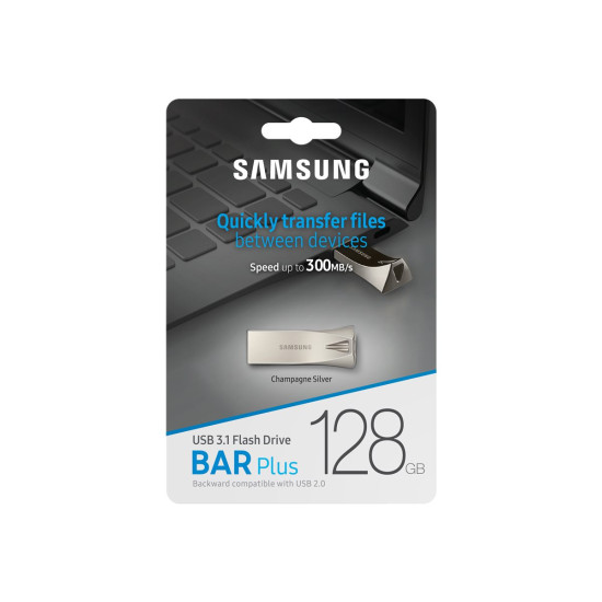 Флаш памет SAMSUNG BAR Plus 128GB USB 3.1 Champagne Silver