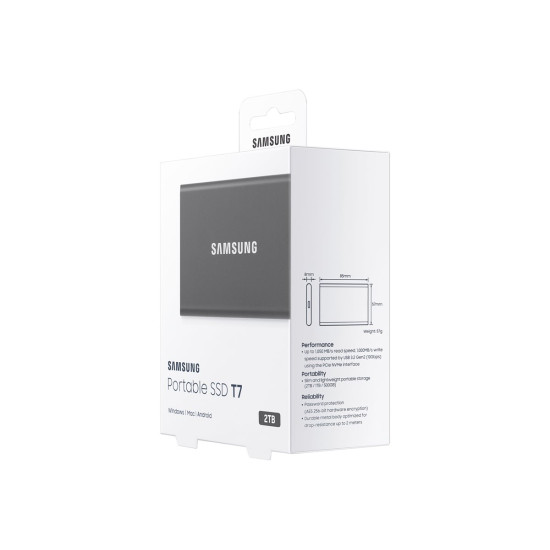 Външен SSD диск SAMSUNG T7 2TB USB 3.2 Gen 2 Titan Grey