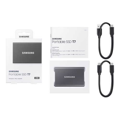 Външен SSD диск SAMSUNG T7 2TB USB 3.2 Gen 2 Titan Grey
