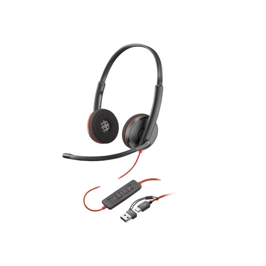 Слушалки HP Poly Blackwire 3220 Stereo USB-C Headset +USB-C/A Adapter