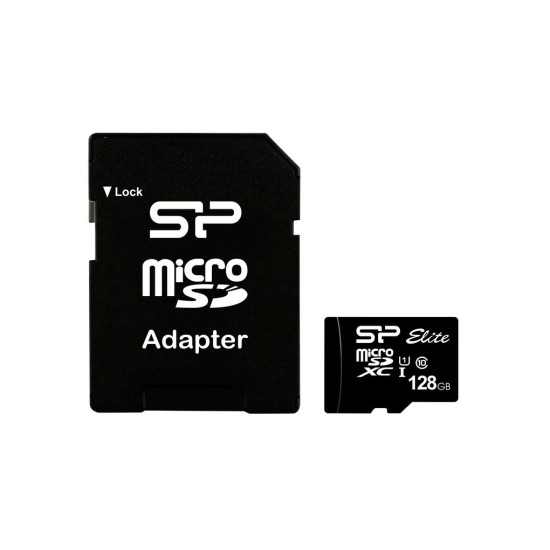 Карта памет Silicon Power, Micro SDXC, 128GB, Class 10, Elite UHS-1, с адаптер