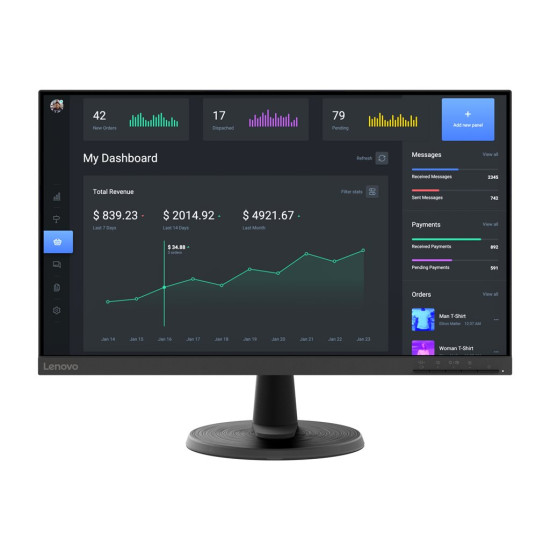 Монитор LENOVO D24-40 23.8 inch 16:9 1920x1080 75Hz 3000:1 3M:1 250cd/m2 4ms 1xHDMI 1xVGA NTSC