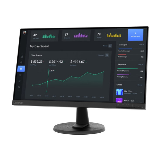 Монитор LENOVO D24-40 23.8 inch 16:9 1920x1080 75Hz 3000:1 3M:1 250cd/m2 4ms 1xHDMI 1xVGA NTSC