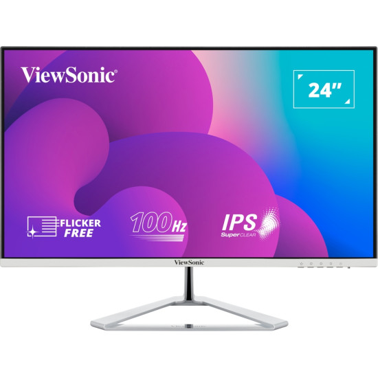 Монитор VIEWSONIC VX2476-SMH 23.8 inch 1920x1080 FHD 4ms VGA 2xHDMI speaker H178/V178 viewing angle SuperClear IPS silver bezel 3 sides