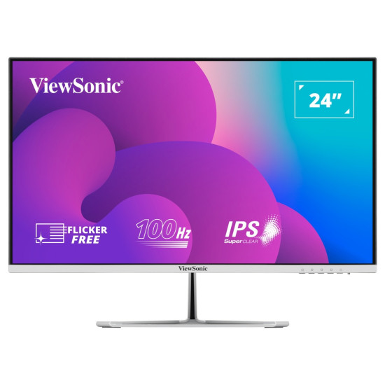 Монитор VIEWSONIC VX2476-SMH 23.8 inch 1920x1080 FHD 4ms VGA 2xHDMI speaker H178/V178 viewing angle SuperClear IPS silver bezel 3 sides