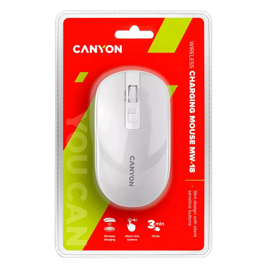 Безжична мишка CANYON MW-18, Pearl White
