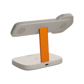 Безжично зарядно CANYON WCS-310, 24W, Qi, 3 в 1, магнитно, LED подсветка, Light Grey/Orange