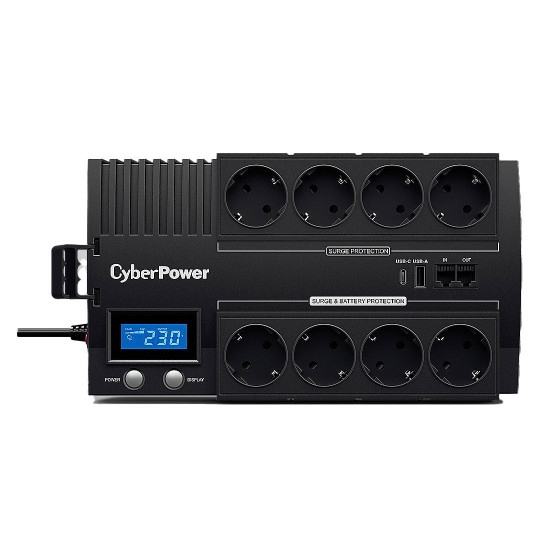 UPS устройство CyberPower BR1000ELCD, Line-Interactive, AVR, 1000VA/600W, LCD дисплей, 8 x Schuko