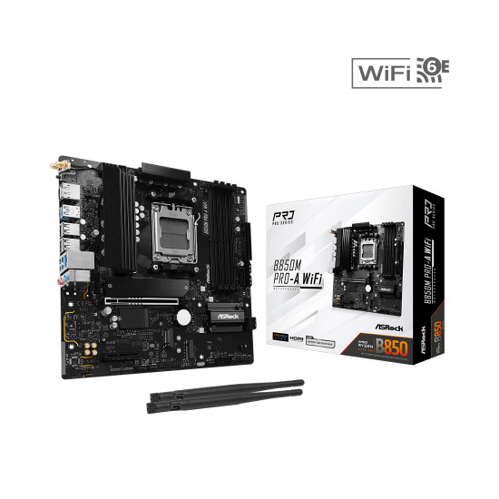 Дънна платка ASRock B850M Pro-A WiFi, Socket AM5, Micro ATX, AMD B850, DDR5, 256GB