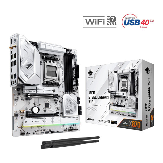 Дънна платка ASRock X870 Steel Legend Wi-Fi, AM5, 4x DDR5, 1x PCIe 5.0 x16