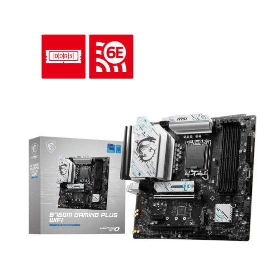 Дънна платка MSI Main Board Desktop B760M GAMING PLUS WIFI, mATX, LGA 1700, 4x DDR5, 2x PCIe x16