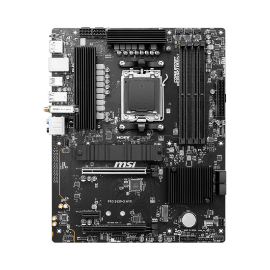 Дънна платка MSI PRO B650-S WIFI, ATX, Socket AM5, AMD B650, 4x DIMM, Dual Channel DDR5, 2x PCI-E x16