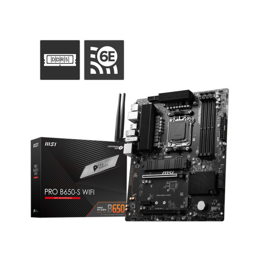 Дънна платка MSI PRO B650-S WIFI, ATX, Socket AM5, AMD B650, 4x DIMM, Dual Channel DDR5, 2x PCI-E x16