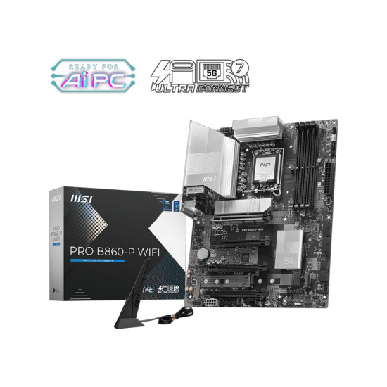 Дънна платка MSI PRO B860-P WIFI, ATX, LGA 1851, 4x DDR5, 4x PCIe x16