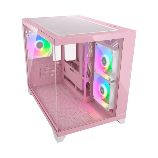 Кутия за компютър COUGAR FV150 Mini RGB, Mid Tower, Pink