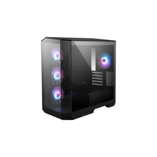 Кутия за компютър MSI MAG PANO M100R PZ, micro-ATX, mini-ITX, 270-degree tempered glass, 4 ARGB fans, ARGB-PWM hub, USB 3.2 Gen 2x2 Type-C, Black