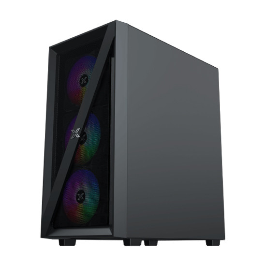 Кутия за компютър Xigmatek Blade EN40887, ATX/M-ATX/MINI ITX, USB3.0 x1, USB2.0 x2, HD AUDIO, Meshed Grill Frontpanel & Left Tempered Glass, 4PCS X20C Auto Running LED Fan